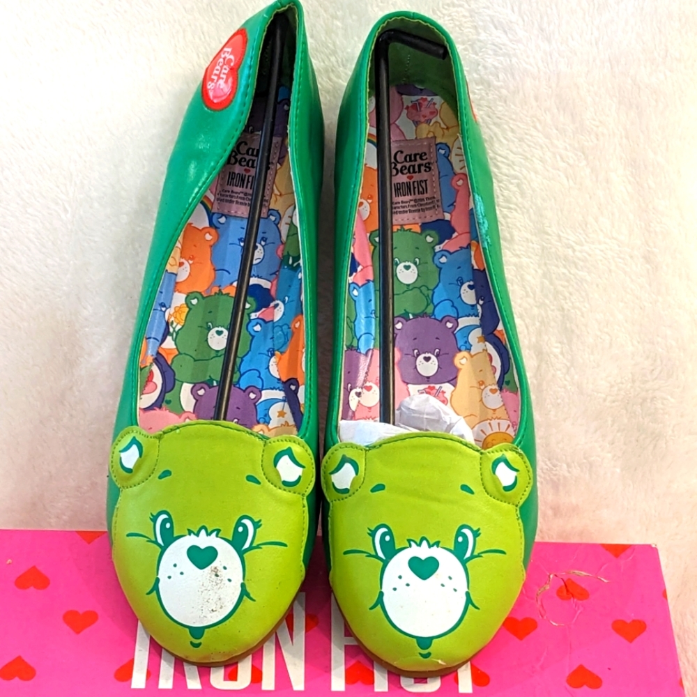 NEW RARE Good Luck Care Bear Iron Fist Green Ballet Flats US 10 11 UK 43